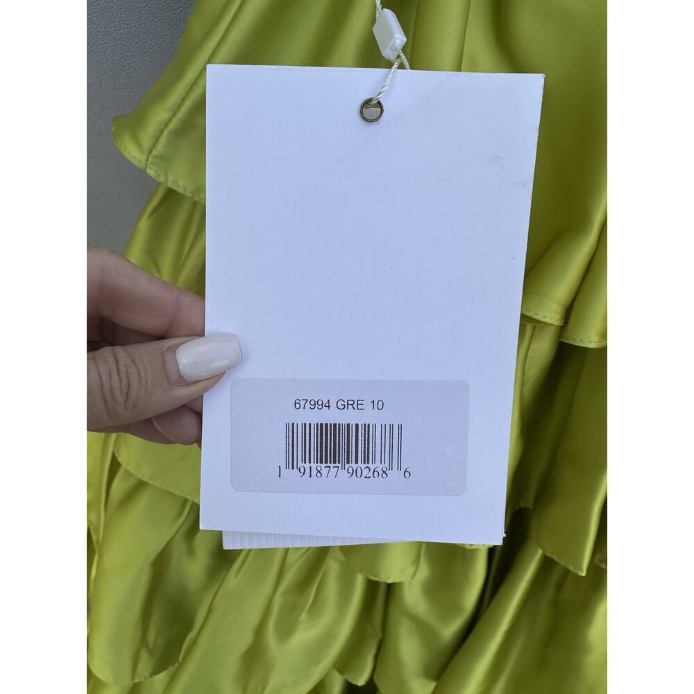 MacDuggal 67994 Chartreuse Sleeveless Tiered Ruffle Pleated Ball Gown Sz 10 $598 - Picture 10 of 16